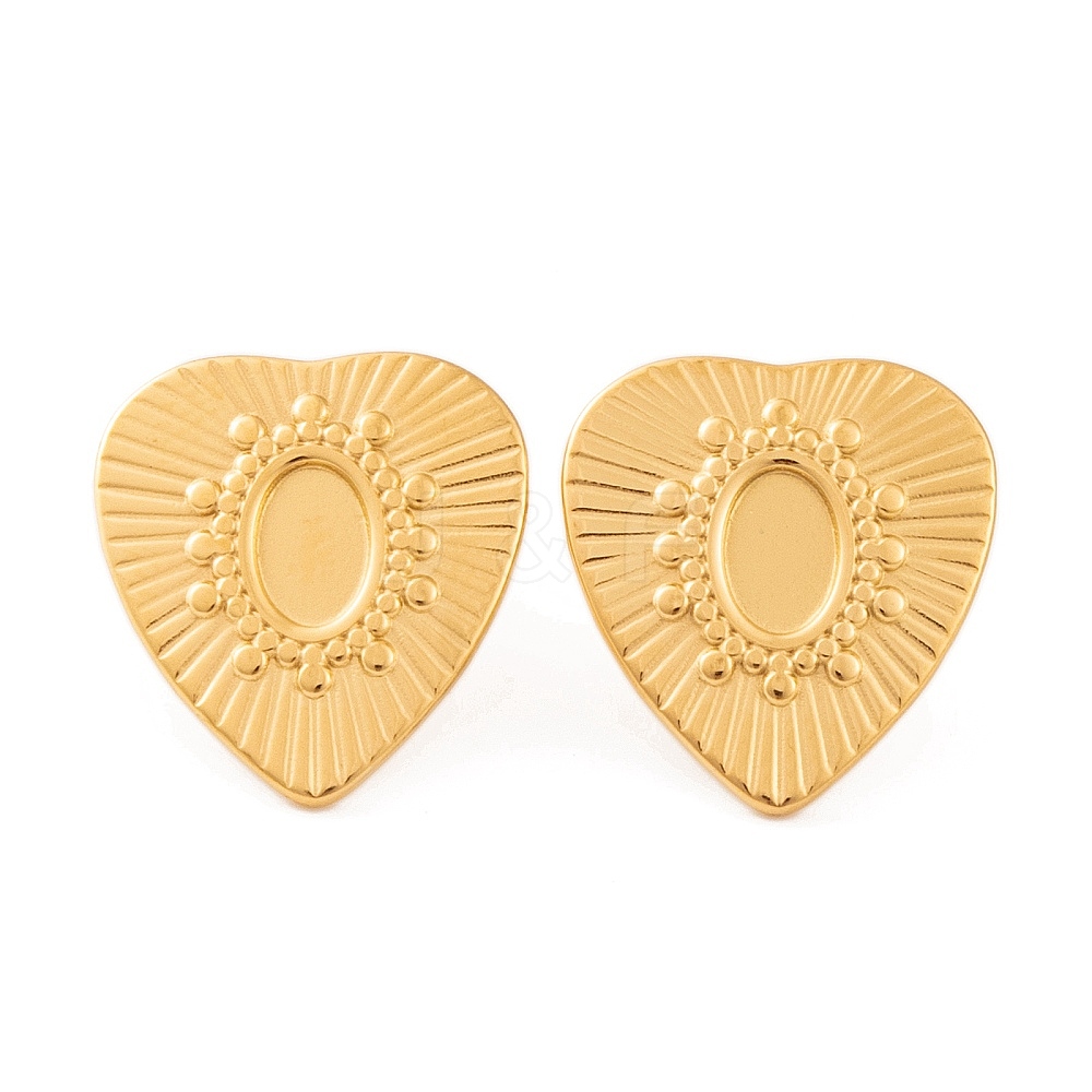 Wholesale Ion Plating Ip Heart Stainless Steel Stud Earrings