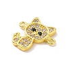 Real 18K Gold Plated Brass Pave Clear Cubic Zirconia Connector Charms KK-L209-059G-02-2