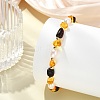 Natural Amber & Cultured Freshwater Pearl Beaded Stretch Bracelets for Women BJEW-JB13699-01-2