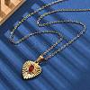304 Stainless Steel Red Cubic Zirconia Heart Pendant Necklaces NJEW-S439-06G-1