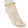 Acrylic Leaf & Glass Seed Beaded Grapes Tassel Brass Bar Link Chain Anklets for Women AJEW-MZ00008-02-3