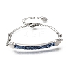 Heart Bar 304 Stainless Steel & Rhinestone Link Bracelets BJEW-A167-01P-03-2