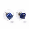 Natural Lapis Lazuli Ear Studs EJEW-K091-01P-04-2