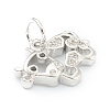 Brass Clear Cubic Zirconia Charms ZIRC-B010-22-4