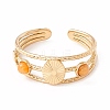 Natural Gemstone and Flat Round Open Cuff Ring RJEW-B039-02G-3