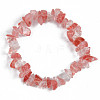 Unisex Chip Watermelon Stone Glass Beaded Stretch Bracelets BJEW-S143-39-2