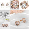Square Real Rose Gold Plated Fashion Alloy Austrian Crystal Stud Earrings EJEW-AA00057-08-4