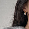 304 Stainless Steel and Glass-based Imitation Pearl Dangle Earrings for Women FS-WG0AE83-01-2