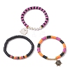 3Pcs Halloween Theme Handmade Polymer Clay Beaded Stretch Bracelets X1-BJEW-TA00466-4
