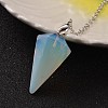 Platinum Tone Brass Opalite Cone Hexagonal Pointed Dowsing Pendulums MAK-M015-01J-2