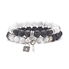 Key & Lock Alloy Charms Bracelets Set for Couples BJEW-TA00067-1