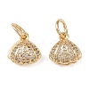 Brass Micro Pave Clear Cubic Zirconia Charms KK-C142-05LG-1