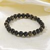 Natural Golden Sheen Obsidian Bead Stretch Bracelets BJEW-K212-B-020-3