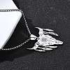 Punk Style 304 Stainless Steel Laser Cut Cattle Head Pendant Box Chain Necklaces for Women Men NJEW-E156-04P-3