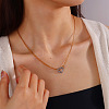 Duo Tone 304 Stainless Steel Heart Pendant Necklaces for Women FS-WGDA821-01-2