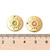 304 Stainless Steel Pave Natural Mixed Stone Flat Round Charms STAS-F312-14G-3