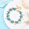 2Pcs 2 Colors Ocean Theme Round Shell Pearl Beads Charm Bracelets BJEW-JB14133-3
