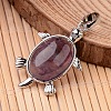 Tortoise Platinum Tone Brass Amethyst Pendants G-F265-01I-1