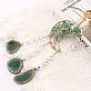 Copper Wire Wrapped Natural Green Aventurine Chips Moon Suncatcher HJEW-H065-01G-2