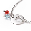 304 Stainless Steel Heart Link Bracelet with Glass Beads Charms for Women STAS-E154-06P-3