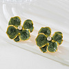 Flower Alloy Stud Earrings. with Rhinestone and Enamel FS-WGB7941-02-1