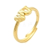 Heart & Letter U Brass Adjustable Rings for Women RJEW-L120-011G-1