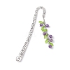 Mixed Natural Gemstone Bead Pendant Bookmarks with Acrylic Leaf AJEW-JK00272-4