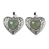 Natural Green Aventurine Peach Love Heart Pendants G-G158-01C-1