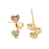 Colorful Rhinestone Triple Heart Stud Earrings EJEW-M209-10G-A-2