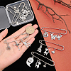 SUPERFINDINGS 8Pcs 8 Style Halloween Pumpkin & Skull & Witch & Cat Zinc Alloy Charms Safety Pin Brooches Set JEWB-FH0001-30-3