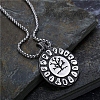 Tibetan Style Alloy Viking Yggdrasil Rune Flat Round Pendant Box Chain Necklaces PW-WG7F7E0-01-2