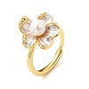 Adjustable Brass Micro Pave Cubic Zirconia Enamel Finger Rings CU-CBABA66-01A-G-4