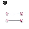 G23 Titanium Pink Cubic Zirconia Nipple Rings WG912A9-05-1