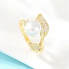 Brass Micro Pave Cubic Zirconia Finger Rings for Women RJEW-D340-02G-01-1