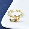 Brass Enamel Open Cuff Rings for Women RJEW-F179-08G-01-4