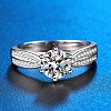 Rhodium Plated 925 Sterling Silver Pave 6.5x3.9mm Moissanite Finger Rings for Women WGFFDD0-70-1