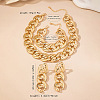 Heart Alloy Curb Chain Necklaces & Stud Dangle Earrings & Bracelets Sets FS-WGA9762-01-3