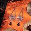 Halloween Themed Spider Alloy Dangle Earrings EJEW-JE06073-2