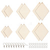 Yilisi DIY Rhombus Shape Natural Wood Pendants Earring Making Kits DIY-YS0001-14-14