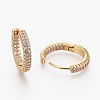 Brass Micro Pave Clear Cubic Zirconia Huggie Hoop Earrings EJEW-L231-38G-2