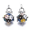 Rack Plating Brass Cage Pendants KK-Q402-10P-2A-2