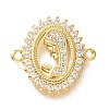 Rack Plating Brass Clear Cubic Zirconia Religion Virgin Mary Oval Connector Charms KK-M298-03G-1