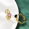 316 Stainless Steel with Natural Mixed Gemstone Cuff Rings RJEW-Z098-01G-04-3