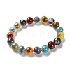 Unisex Natural Sugar Heart Agate Beaded Stretch Bracelets BJEW-K097-01B-02-2