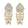 Brass Micro Pave Clear Cubic Zirconia Pendants ZIRC-S069-003G-1