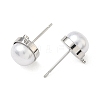 SHEGRACE Brass ABS Imitation Pearl Half Round Stud Earring Findings XGR0100P-119P-2