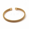 304 Stainless Steel Flat Mesh Chain Shape Open Cuff Bangle for Women BJEW-C033-09-3