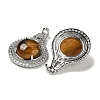 Natural Tiger Eye with Clear Cubic Zirconia Pendants G-G133-01P-21-2