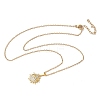 Brass Micro Pave Clear Cubic Zirconia Sun Pendant 304 Stainless Steel Chain Necklaces for Women NJEW-D341-06G-4