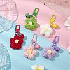 5Pcs 5 Colors Flower Cotton Pendant Decorations HJEW-JM02916-1